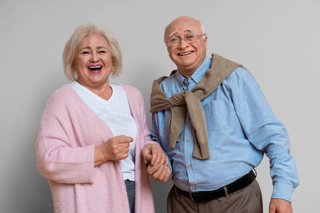 Smiling older couple