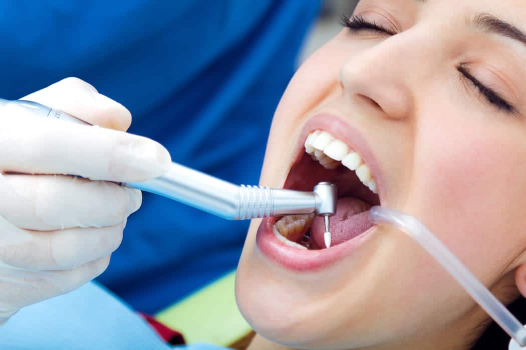 Dental check-up in a clinical room